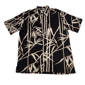 Cubavera‎ Hawaiian Shirt Button Up Rayon Bamboo Palms Black Mens Medium NEW NWOT